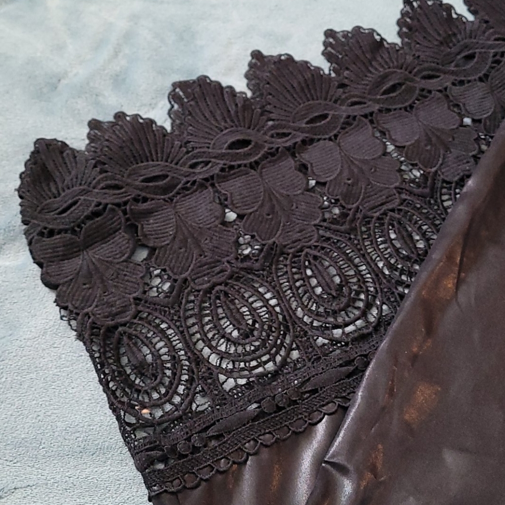 Topshop black spaghetti dress lace leather like - Picture 7 of 8